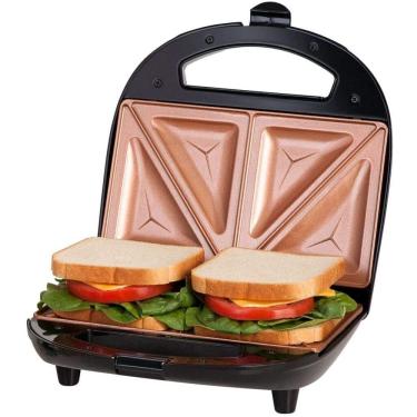 Imagem de Sanduicheira, Torradeira e Grelha Elétrica - Superfície Ultradeslizante de Cobre