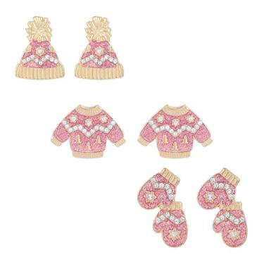 Imagem de Madison Tyler Brincos de Natal para mulheres | Natal laço vermelho Noel Papai Noel urso rosa meias casa quebra-nozes doce gorro suéter homem pão de gengibre expresso brincos martini joias de férias