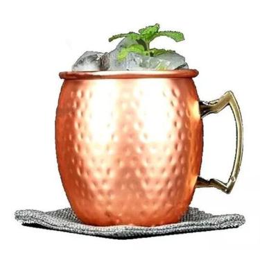 Imagem de Caneca Moscow Mule 600Ml 9Cm Em Cobre Alça Dourada Kehome