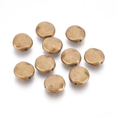 Imagem de LiQunSweet 20 peças de contas de metal redondas onduladas de bronze antigo 12 mm tibetano vintage abaco Rondelle contas espaçadoras para joias faça você mesmo, pulseira, colar, brinco, bolsa, chaveiro