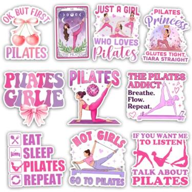 Imagem de TODOLIA (10 peças - 7,6 cm) Pacote de adesivos de Pilates, adesivo engraçado feminino reformador de pilates, academia, academia, academia, presente para meninas, mulheres, decoração para laptop