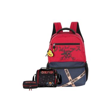 Imagem de Kit Mochila Costas + Lancheira + Estojo One Piece - Vermelho