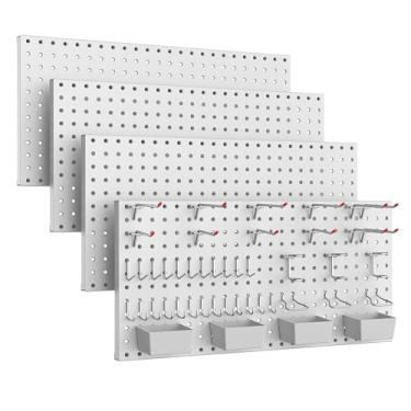 Imagem de Pegboard Smith Kit de quadro de metal com 48 peças – 30,5 x 61 cm organizador de parede de armazenamento de ferramentas com ganchos e caixas para garagem, oficina, cozinha, escritório e sala de
