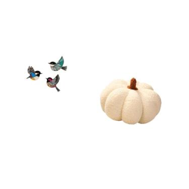 Imagem de Fenteer Arte de Parede de Abóbora de Pássaro de Madeira, Placas Decorativas de Pelúcia para Pendurar em Jardim, Sala de Estudo, Sofá de Fazenda, Almofada, Dec