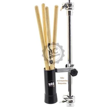 Imagem de Porta Baquetas Tribal Percussion com clamp para 3 pares para fixar na estante em alumínio artesanal