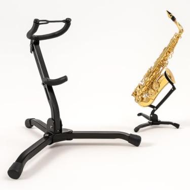 Imagem de Suporte Estante Reforçada Para Sax Saxofone Alto Tenor Suporte de Saxofone de Dobrável e Portátil Piso de Metal Proteção EVA para Saxofone Alto Tenor Design Prova de Arranhões Uso Versátil Firme e Estável