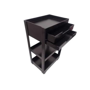 Imagem de Carrinho Auxiliar Pintado Multiuso Prateleira C/Rodinhas Com Gavetas A4 Salão de Beleza(Preto)