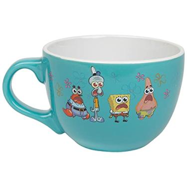 Imagem de Silver Buffalo Caneca de sopa de cerâmica Spongebob Squarepants Shocked Meme Group com Patrick, Squidward e Mr. Krabs, 680 g