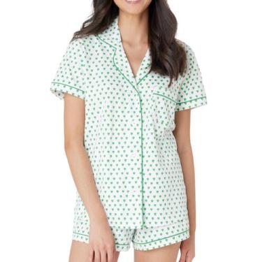 Imagem de Conjunto de pijamas femininos Zelbuck, 2 peças, Button Down Monkey Bun