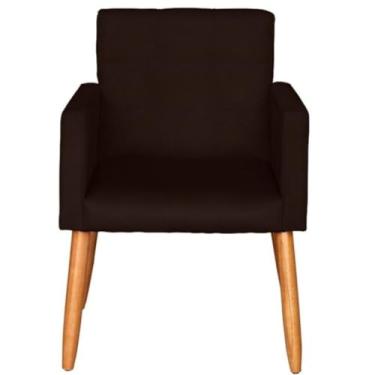 Imagem de Poltrona Estofada Decor para Sala de Espera Tecido Suede Macia Pés de Madeira Moblan decor (Marrom)