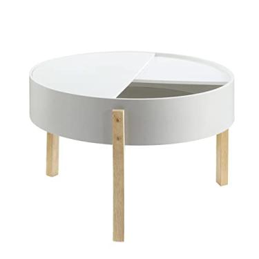 Imagem de Mesa de centro moderna para sofá, console de mesa, armários para casa, escritório, sala de estar (mesa de canto preta e de vidro) (mesa de centro branca e natural)
