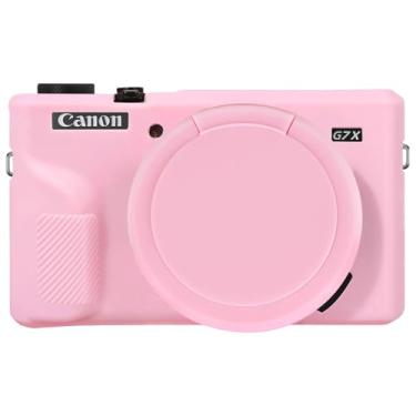 Imagem de HESPLUS Capa para câmera digital Canon Powershot G7X Mark II, capa protetora de silicone macio com capa de lente removível para câmera DSLR Canon Powershot G7 X Mark II, rosa