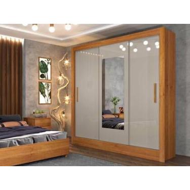 Imagem de Guarda Roupa Valencia 3 Portas de correr e 4 Gavetas Com Espelho Tcil 