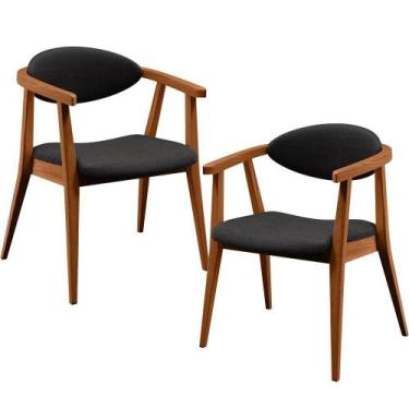 Imagem de Kit 02 Poltronas Para Sala De Estar Cecília B04 Linho Chumbo - LYAM DE