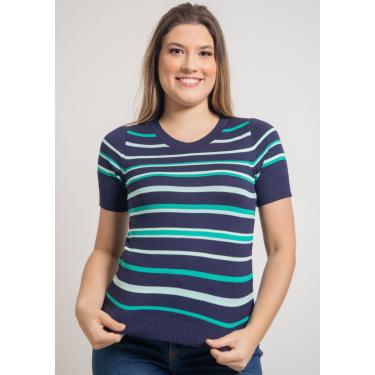 Imagem de Blusa m/c Pau a Pique Modal Azul Marinho e Verde