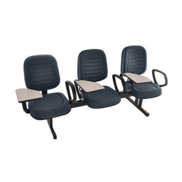 Imagem de Cadeira Escolar Universitária em Longarina com prancheta para Escolas e Faculdades Linha Blenda Cinza