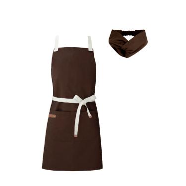Imagem de Avental e Faixa de Cabelo Marrom Chef Cozinha Atelie Loja