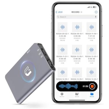 Imagem de Gravador de Voz Portátil Mini 64GB, Conexão Smartphone OTG, Ativação por Voz, Design Magnético, MP3 Player - UMAI L810, Ideal para Reuniões, Aulas e Entrevistas