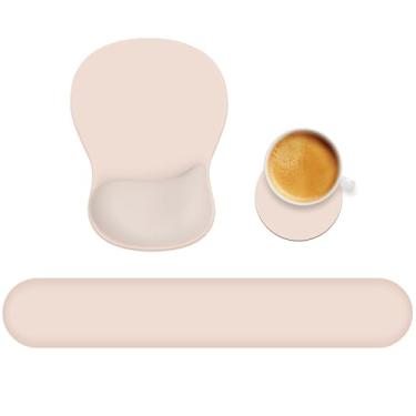 Imagem de Mouse pad de 3 peças com suporte de pulso, teclado ergonômico de gel descanso de pulso e mousepad com suporte de pulso, base de silicone antiderrapante, digitação fácil, alívio da dor, conforto para