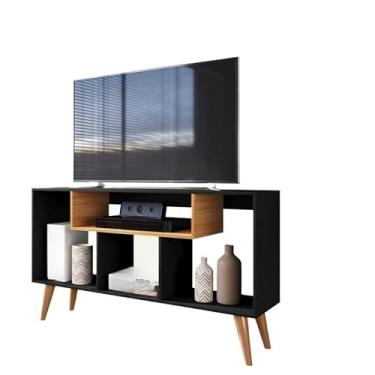 Imagem de Rack para TV Estilo Retro Moderno, Móvel Versátil para Sala e Quarto(Preto/Nature)