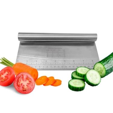 Imagem de Espátula Inox Para Confeitar, Raspar, Cortar e Dividir Massas – Com Régua Medidora de 22cm, Resistente à Temperatura, Leve e de Fácil Manuseio, Material Durável