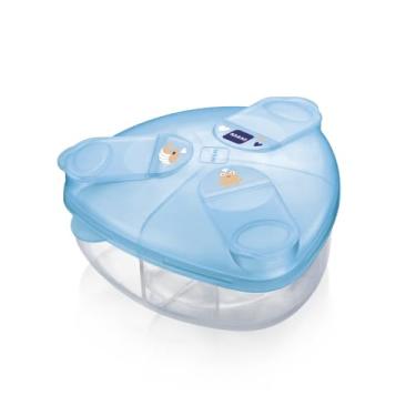Imagem de MAM Baby Porta Leite em Pó Com 3 Compartimentos de 40g Com Tampa Antivazamento e Forma Triangular, Azul