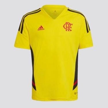 Imagem de Camisa Adidas Flamengo Treino 2022 Juvenil Amarela-Masculino