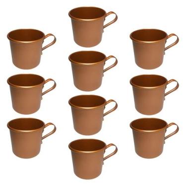 Imagem de Kit Jogo 10 Caneca Copo Moscow Mule Alumínio Cor Cobre 350ml - Casa Pa