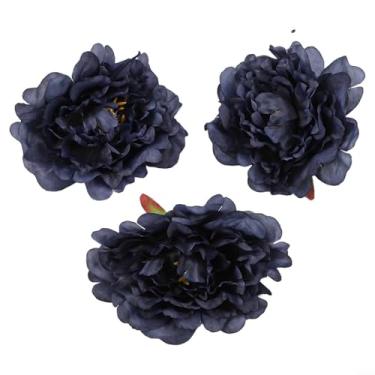 Imagem de Simulação de flores artificiais de novas flores de peônia, fundo de casamento, arranjos de parede, decoração de mesa, produção dedicada à cabeça de flor de peônia, azul, plantas artificiais para