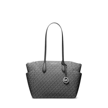 Imagem de Michael Kors Bolsa Marilyn média com zíper superior, ferragens prateadas/assinatura MK/preta