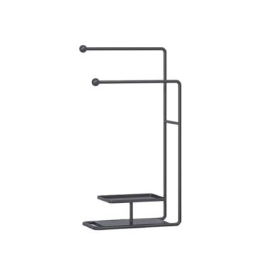 Imagem de porta-toalhas Toalheiro multicamadas para banheiro, rack de armazenamento sem perfurações para(Preto)