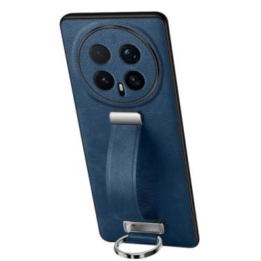 Imagem de LTLMYDAM Capa de couro para Honor Magic 8 Pro/8, anel de dedo galvanizado, alça fina de proteção de lente TPU, capa amortecedora, azul, 8