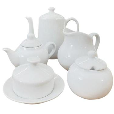 Imagem de Jogo de Café e Chá para Mesa Posta - 5 Peças em Porcelana Branca - Ant