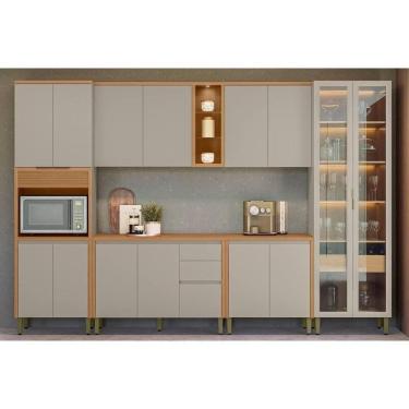 Imagem de Kit Cozinha Completa 6 Peças Allure (2aéreos+2balcões+1cristaleira+1paneleiro) Cp16 Jequitiba-gris Fosco - Linea Brasil