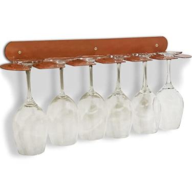 Imagem de Prateleira Suporte Porta 06 Taças Parede Adega Vinho Vintage Cobre