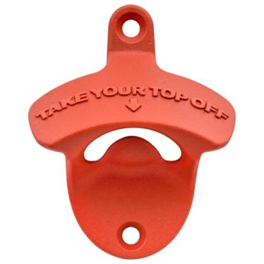 Imagem de Jumiok Abridor de garrafa vermelho montado na parede abridor de tampa de cerveja engraçado para amantes de cerveja presente