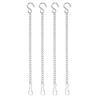 Imagem de PATIKIL 4 correntes suspensas com ganchos S, cabides de plantas de 19 cm para alimentadores de pássaros, lanternas, sinos de vento, quadros-negros e ornamentos, prata