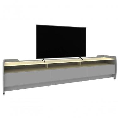 Imagem de Rack Para Tv 2.2 Com Rodízio Sublime Cinza Com Off White - Gelius Móveis