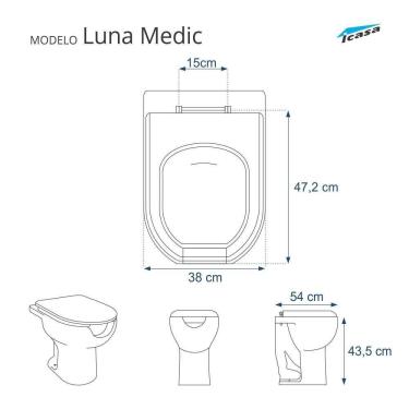 Imagem de Assento Sanitario Poliester Luna Medic Branco Para Vaso Icasa