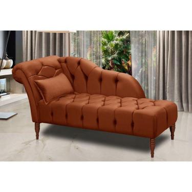 Imagem de Divã Chaise Montreal Veludo 1,60cm Speciale Home Terracota