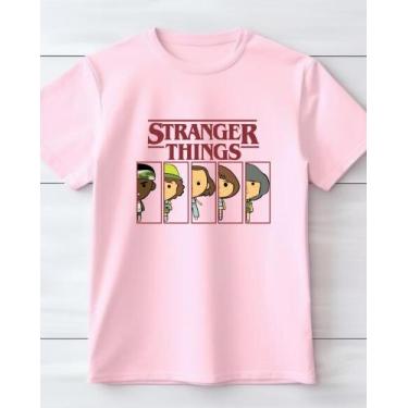 Imagem de camiseta stranger things 100% algodao unissex - kyros, Rosa, M