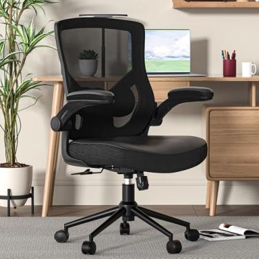 Imagem de CYKOV Cadeira de escritório, cadeira de mesa de encosto alto, altura ajustável e design ergonômico, cadeira de computador para escritório em casa, suporte lombar executivo, apoio de braço dobrável
