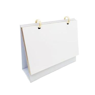 Imagem de Zeloyaut Calendário de mesa em branco com sublimação DIY - Calendário destacável personalizável de 14 páginas (21 x 17 cm) para prensa térmica, presentes fotográficos e decoração de escritório (branco