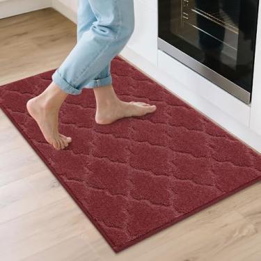Imagem de COSY HOMEER Tapetes de cozinha 61 cm x 91 cm antiderrapantes laváveis tapetes de cozinha para piso absorvente tapete de cozinha tapetes macios para cozinha, tapete de pia, entrada, tapete de área