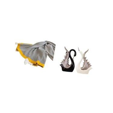 Imagem de Fenteer Manta de Tricô em Formato de Cisne, Escultura de Cerâmica Listrada, Macia E Aconchegante, Decoração para Casa de Campo, Quarto, Sofá, Cama, Cadeira, E