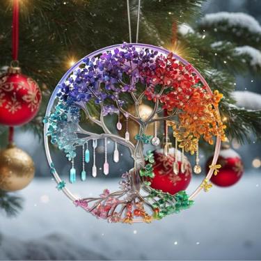 Imagem de Enfeites de Natal, árvore de cristal, enfeites de árvore de Natal feitos à mão, decoração de carro e casa - presentes de Natal, decoração de artesanato em acrílico, ideias de troca de presentes para