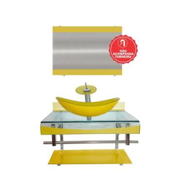Imagem de Gabinete de Vidro 90cm para banheiro Luxemburgo - EKASA, Amarelo