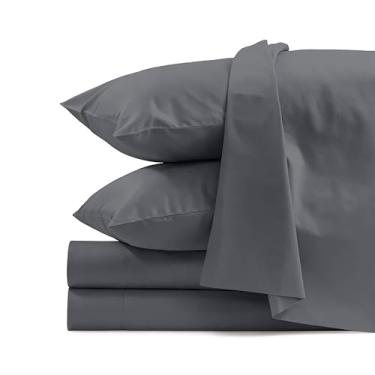 Imagem de RUVANTI Jogo de cama king size 100% algodão – tecido acetinado macio e sedoso, refrescante, leve e respirável, bolso profundo de 40,64 cm, durável e cor de cetim luxuoso, 4 peças, carvão