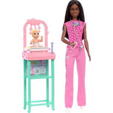 Imagem de Boneca moderna Baby Doctor Barbie Brunette com acessórios