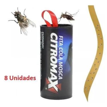 Imagem de 2X 08 Fitas Armadilha Cola Pega Moscas Mosquitos Insetos